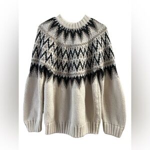 H&M jacquard grey and white knit sweater